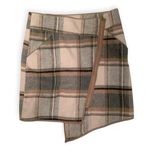 Vintage Plaid Skirt in Cream and Gray